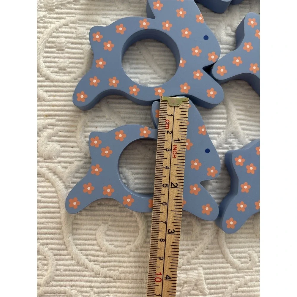 Vintage Avon Spring Blue Wood Bunny Easter Collection Napkin Rings Set Of 12